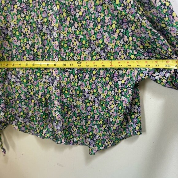 Anthropologie Maeve Ashleigh Floral Puff Sleeved Ties Button Down Oversize Top L - Picture 14 of 16